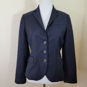 J Crew Women's Super 120’s Black Blazer Size 6P Button Career 100% Wool Petite